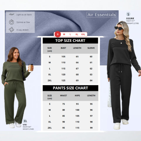 ✨Women’s Crew Neck Lounge Set - Soft Cotton Top & Drawstring Pants