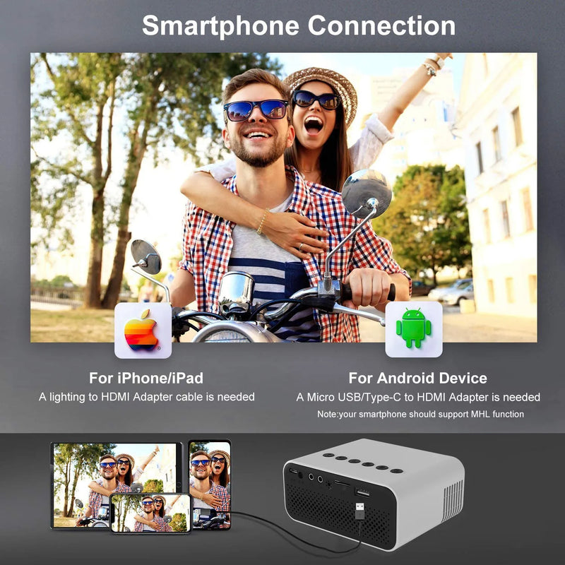 Mini Projector Wired Screen Mirroring IOS & Android Phone