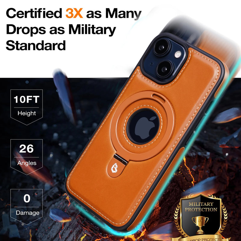 LuxGuard - Étui en cuir de luxe avec support invisible pour iPhone