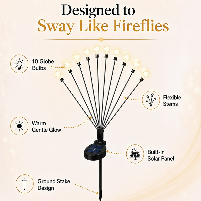 SolarBloom: Solar Firefly Garden Stake Lights
