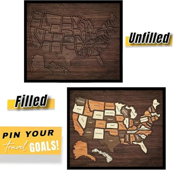 🔥Limited Time 49% off🔥 – USA Wooden Travel Map Puzzle for Adventure Lovers