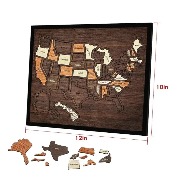 🔥Limited Time 49% off🔥 – USA Wooden Travel Map Puzzle for Adventure Lovers