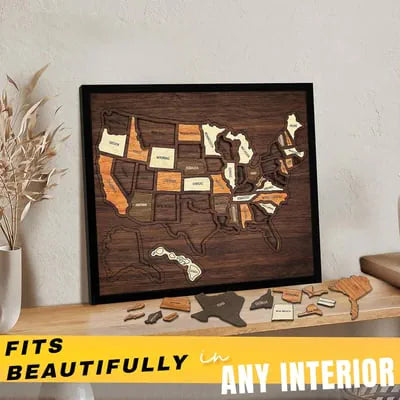 🔥Limited Time 49% off🔥 – USA Wooden Travel Map Puzzle for Adventure Lovers