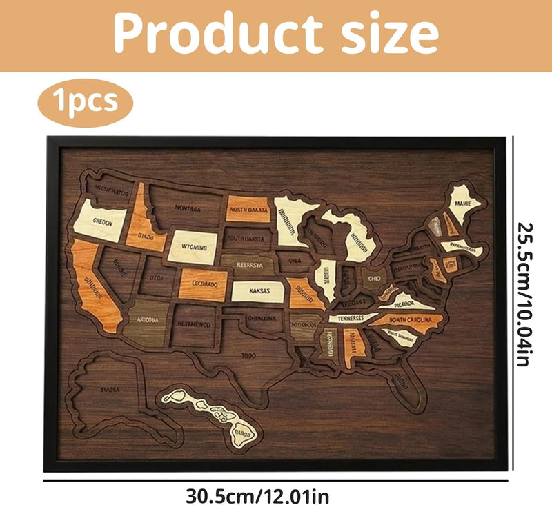 🔥Limited Time 49% off🔥 – USA Wooden Travel Map Puzzle for Adventure Lovers