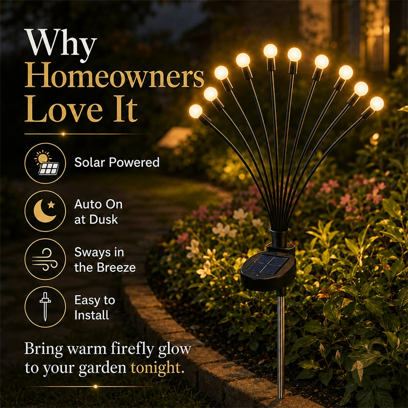 SolarBloom: Solar Firefly Garden Stake Lights