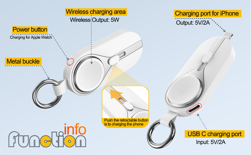 Chargeur portable porte-clés pour iPhone