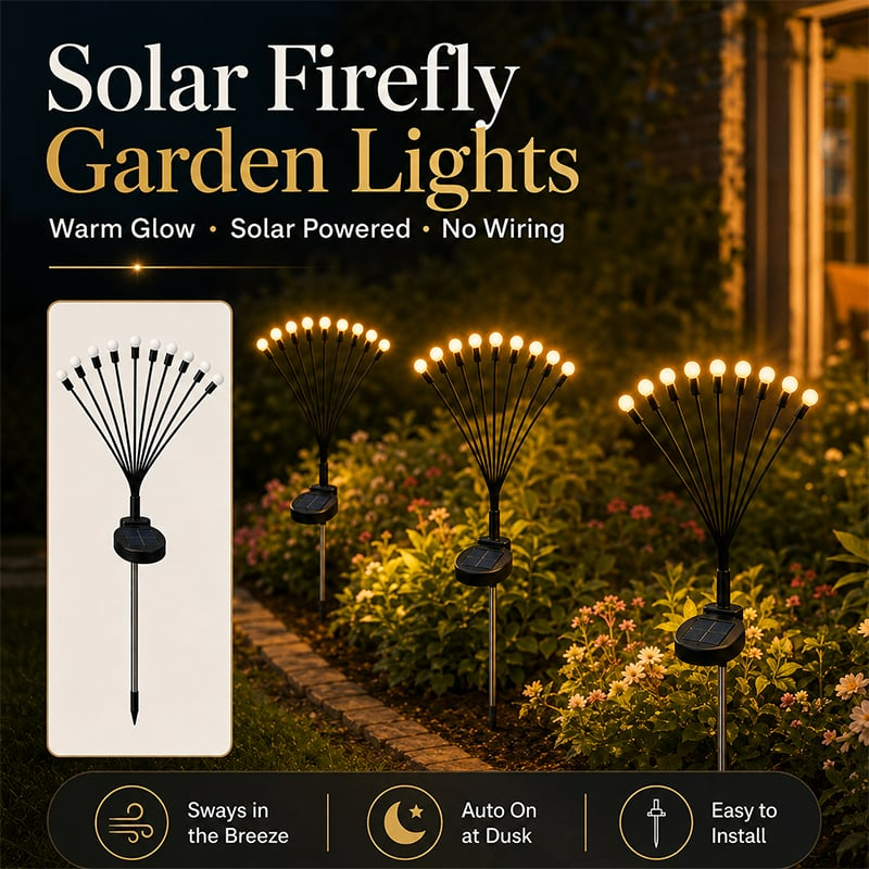 SolarBloom: Solar Firefly Garden Stake Lights