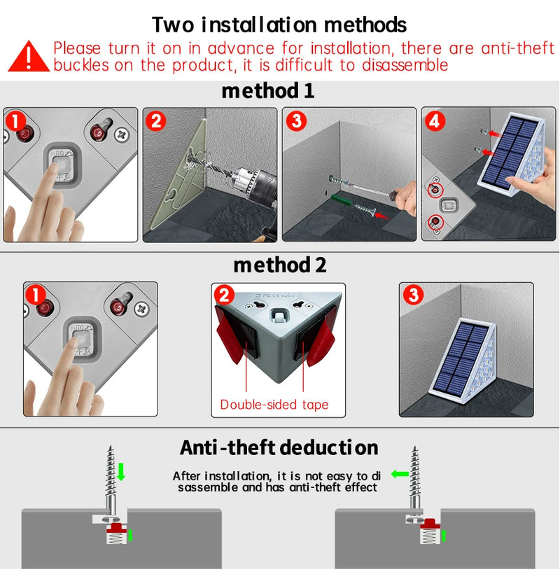 Lampes solaires pour marches – Éclairage extérieur LED pour escaliers et terrasses