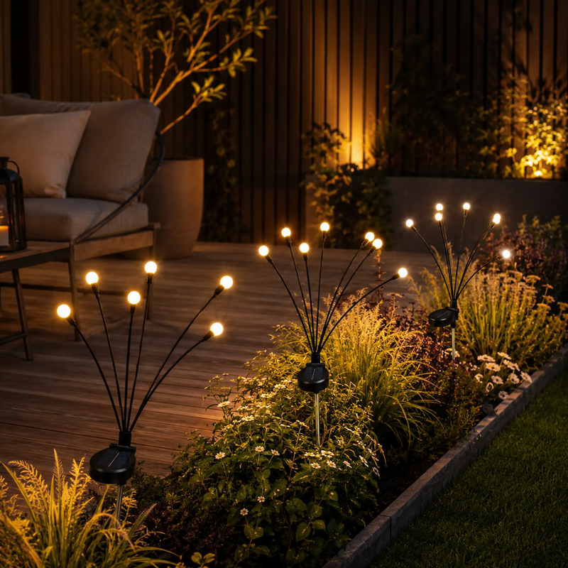 SolarBloom: Solar Firefly Garden Stake Lights