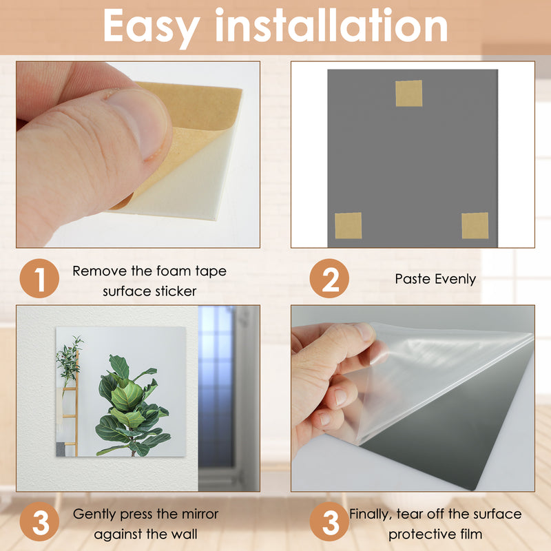 Carrelage miroir acrylique SafeFlex - Ensemble de miroirs muraux incassables et auto-adhésifs 
