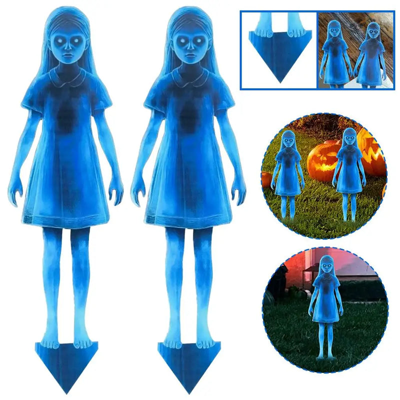 Décoration de jardin fantôme effrayante pour Halloween – Jumelles fantômes en métal 👻