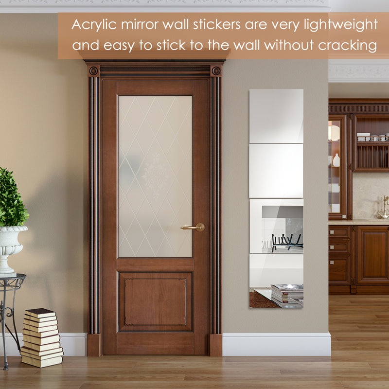 Carrelage miroir acrylique SafeFlex - Ensemble de miroirs muraux incassables et auto-adhésifs 
