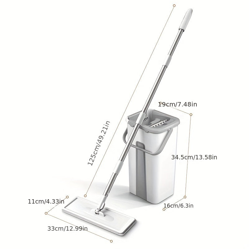 Magic Mop and Bucket Set for Home Floor Cleaning (one set includes 2 microfiber mop pads)