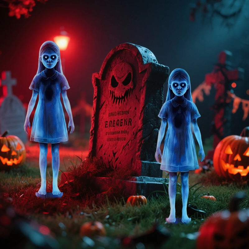 Décoration de jardin fantôme effrayante pour Halloween – Jumelles fantômes en métal 👻