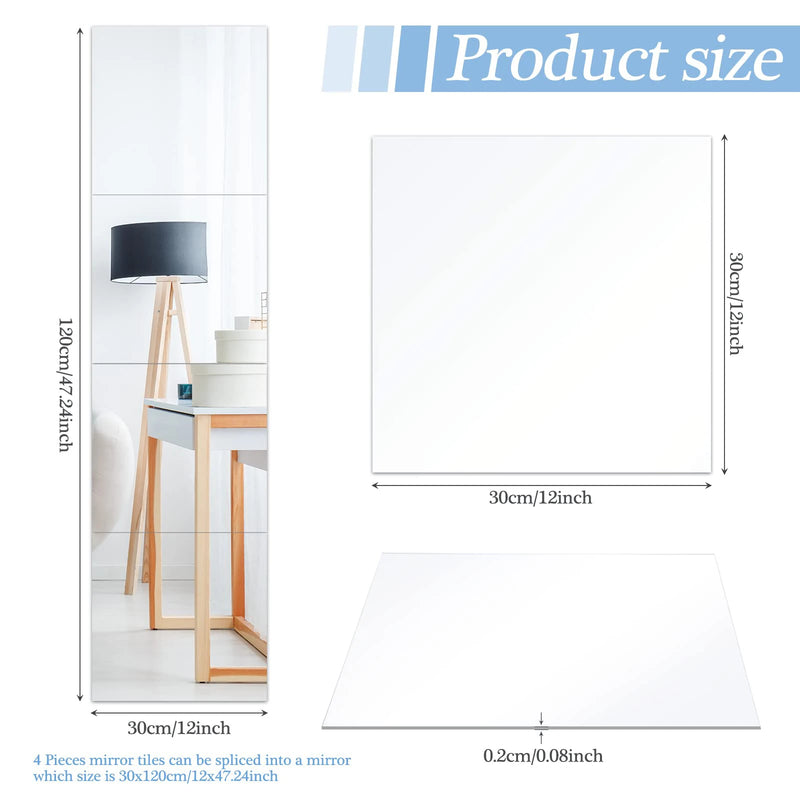 Carrelage miroir acrylique SafeFlex - Ensemble de miroirs muraux incassables et auto-adhésifs 