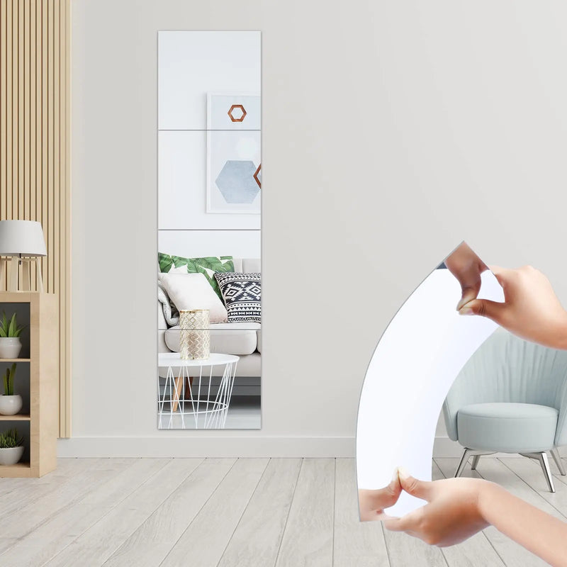 Carrelage miroir acrylique SafeFlex - Ensemble de miroirs muraux incassables et auto-adhésifs 