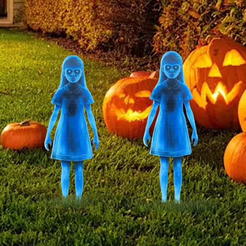 Décoration de jardin fantôme effrayante pour Halloween – Jumelles fantômes en métal 👻