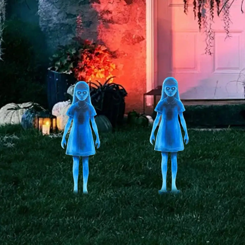 Décoration de jardin fantôme effrayante pour Halloween – Jumelles fantômes en métal 👻