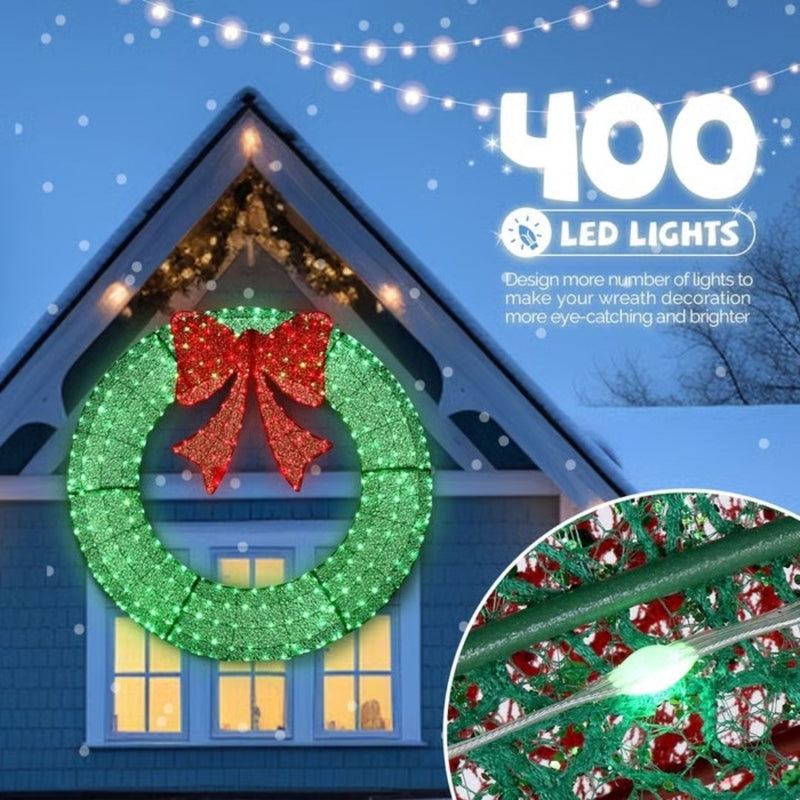 🎄 Pre-lit Large Christmas Wreath, Outdoor Christmas Wreath