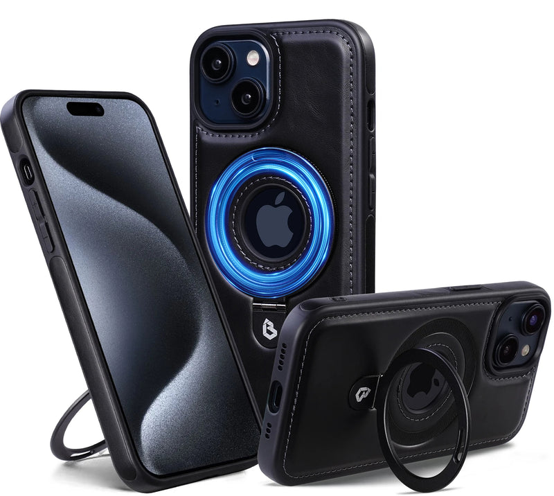 LuxGuard - Étui en cuir de luxe avec support invisible pour iPhone