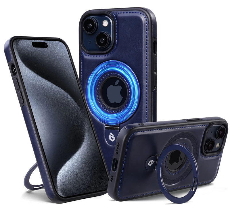 LuxGuard - Étui en cuir de luxe avec support invisible pour iPhone