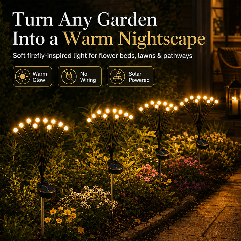 SolarBloom: Solar Firefly Garden Stake Lights