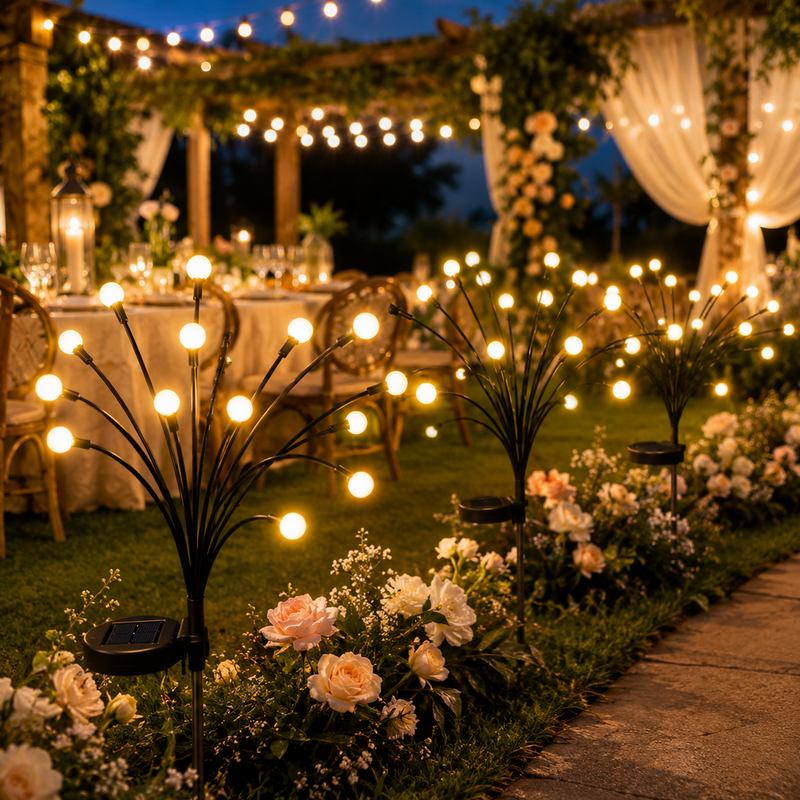 SolarBloom: Solar Firefly Garden Stake Lights