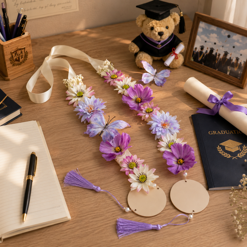 2026 Graduation Artificial Flower Head Wreath & Lei Kit
