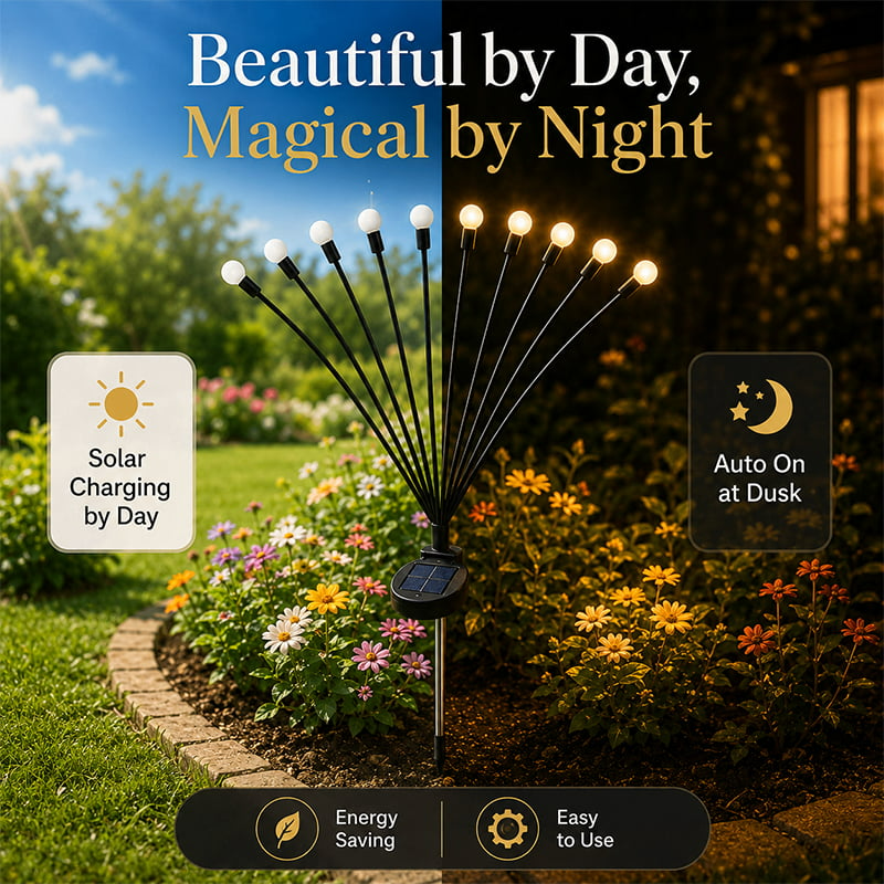 SolarBloom: Solar Firefly Garden Stake Lights