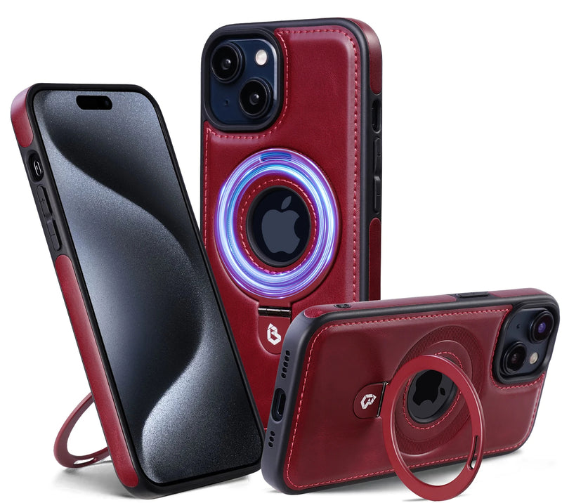 LuxGuard - Étui en cuir de luxe avec support invisible pour iPhone
