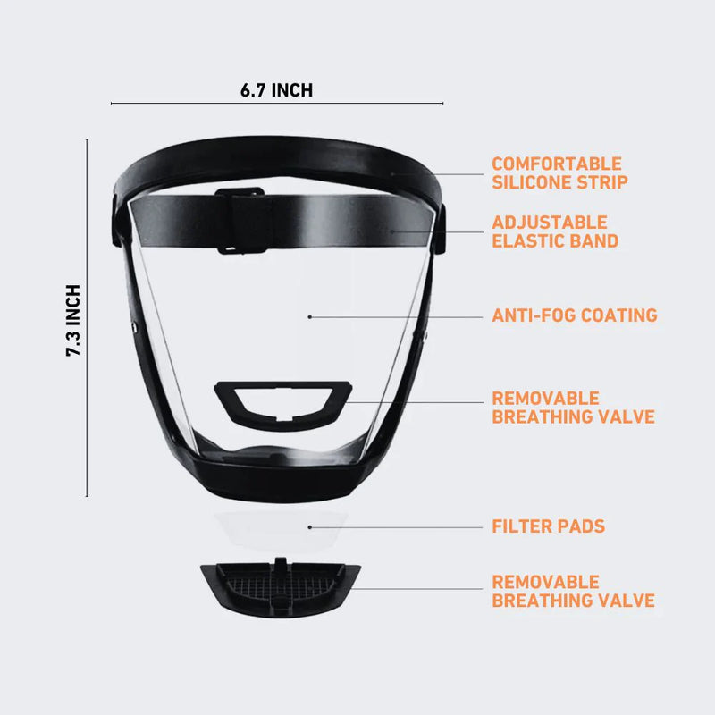 Écran facial anti-poussière et anti-buée 